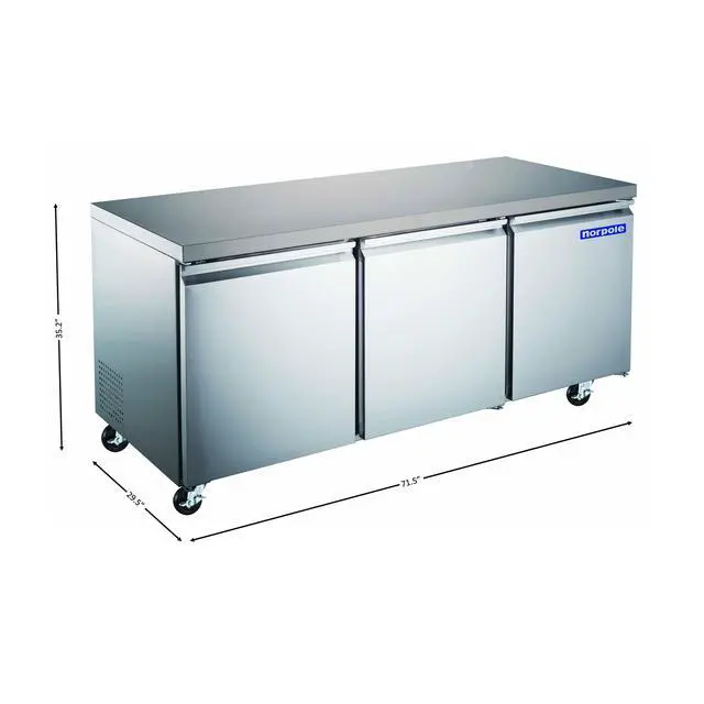 Alt view image 4 of 4 - Commercial 72 in. 18.9 cu. ft. Under Counter Refrigerator in Stainless Steel