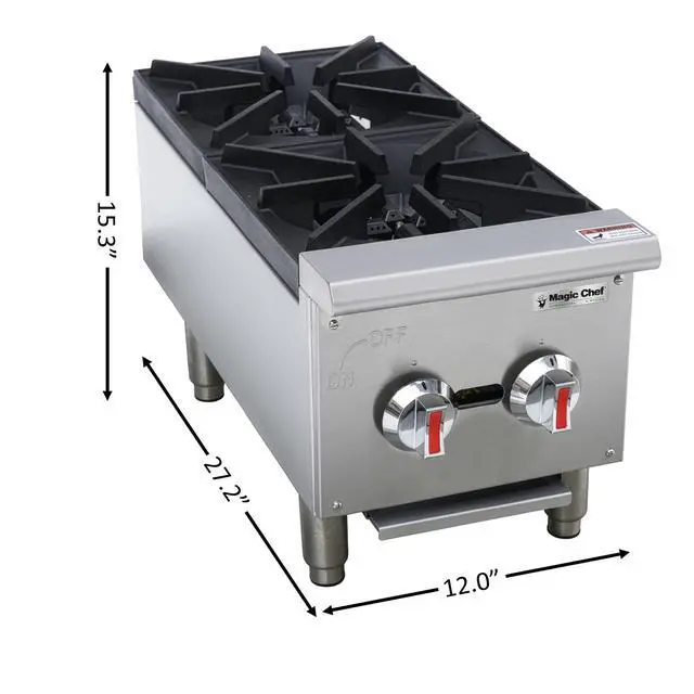 Alt view image 2 of 2 - 12 in. Commercial 2-Burner Countertop Hotplate in Stainless Steel