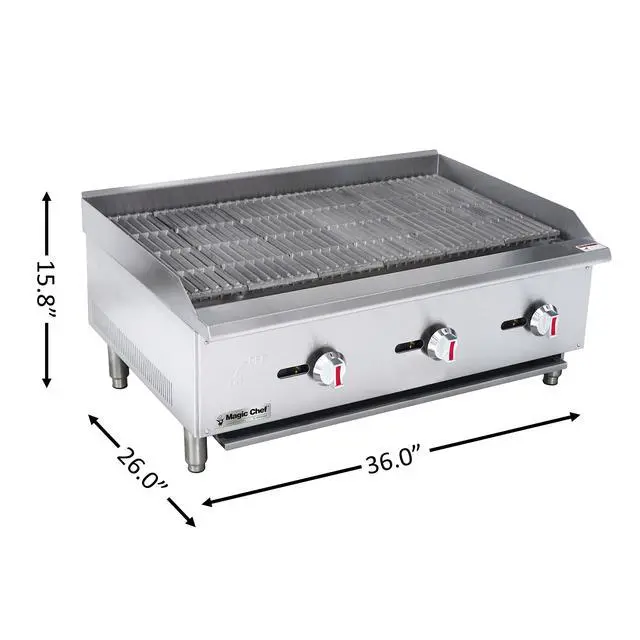 Alt view image 2 of 2 - 36 in. Commercial Countertop Radiant Charbroiler in Stainless Steel