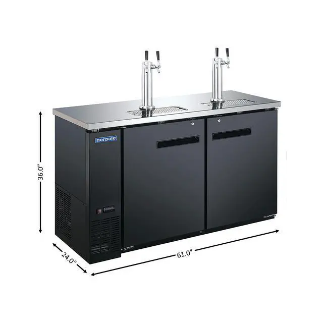 Alt view image 4 of 4 - Commercial 61 in. 16 cu. ft. 2 Door Direct Draw Beer kegerator Dispenser Tap in Black