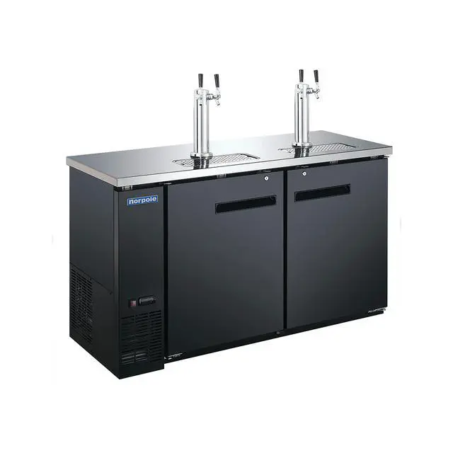 Alt view image 2 of 4 - Commercial 61 in. 16 cu. ft. 2 Door Direct Draw Beer kegerator Dispenser Tap in Black