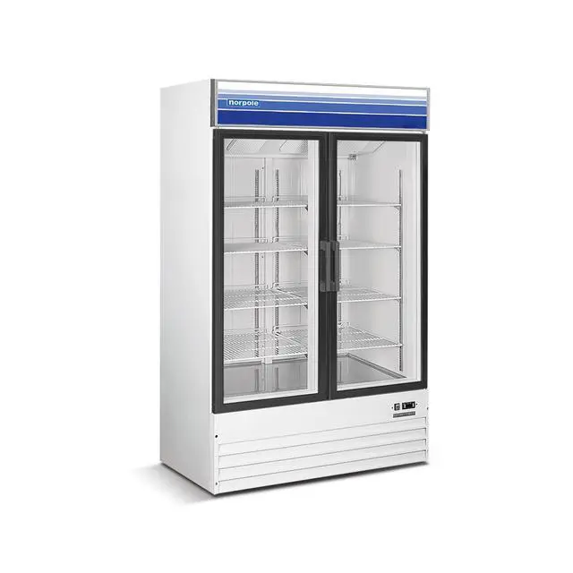 Alt view image 3 of 3 - Commercial 29 cu. ft. 2-Sliding Glass Door Refrigerator in White