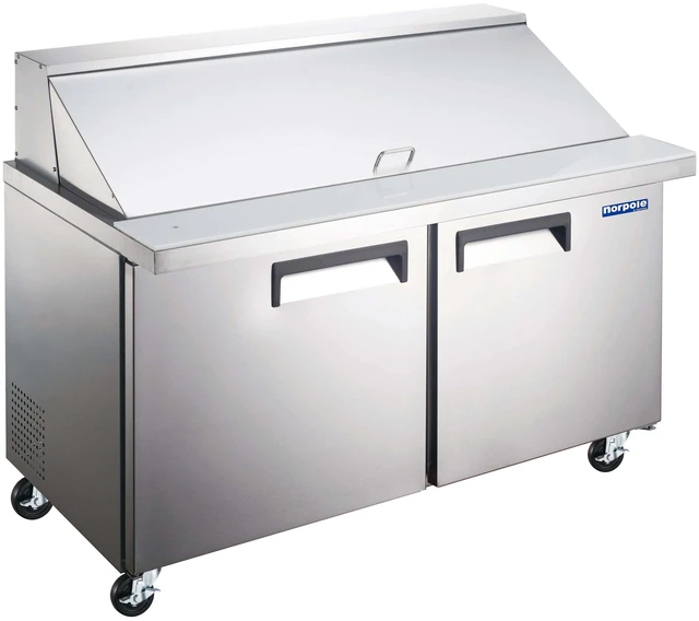 Alt view image 2 of 3 - Commercial 47 in. 9.5 cu. ft. 2-Door Mega Top Prep Refrigerator Stainless