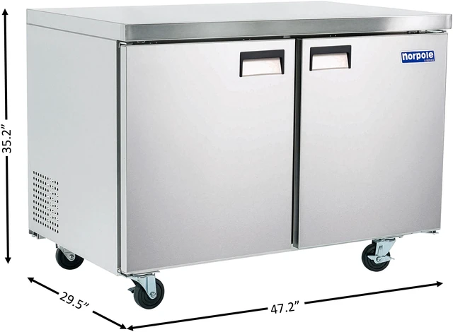 Alt view image 4 of 5 - Commercial 47 in. 12 cu. ft. Under Counter Freezer in Stainless Steel
