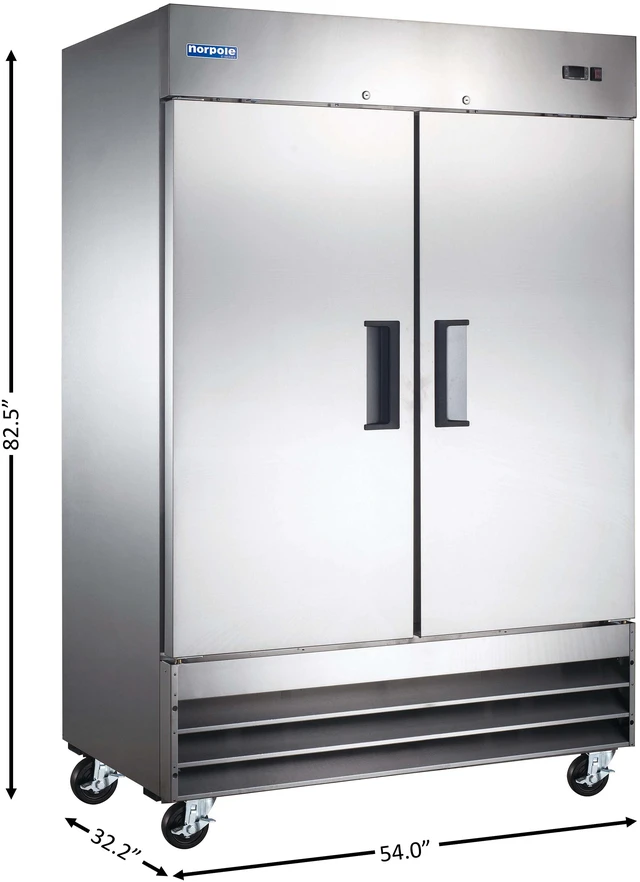 Alt view image 3 of 3 - Commercial 54 in. 48 cu. ft. 2 Door Reach-In Refrigerator in Stainless Steel