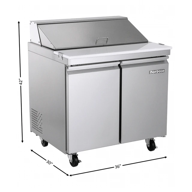 Alt view image 5 of 5 - Commercial 7.6 cu. ft. Sandwich/Salad Prep Table Refrigerator in Stainless Steel