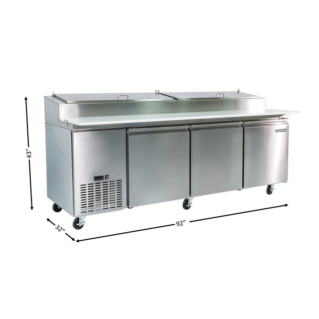 Alt view image 4 of 4 - Commercial 24 cu. ft. Pizza Prep Table Refrigerator in Stainless Steel