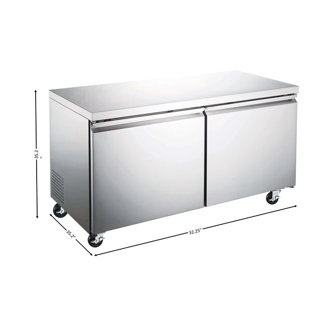 Alt view image 4 of 4 - Commercial 60 in. 15 cu. ft. Under Counter Refrigerator in Stainless Steel