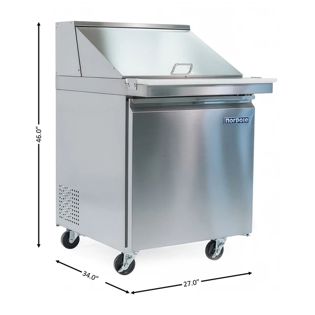 Alt view image 4 of 4 - Commercial 6 cu. ft. Single Door Mega Top Prep Table Refrigerator in Stainless