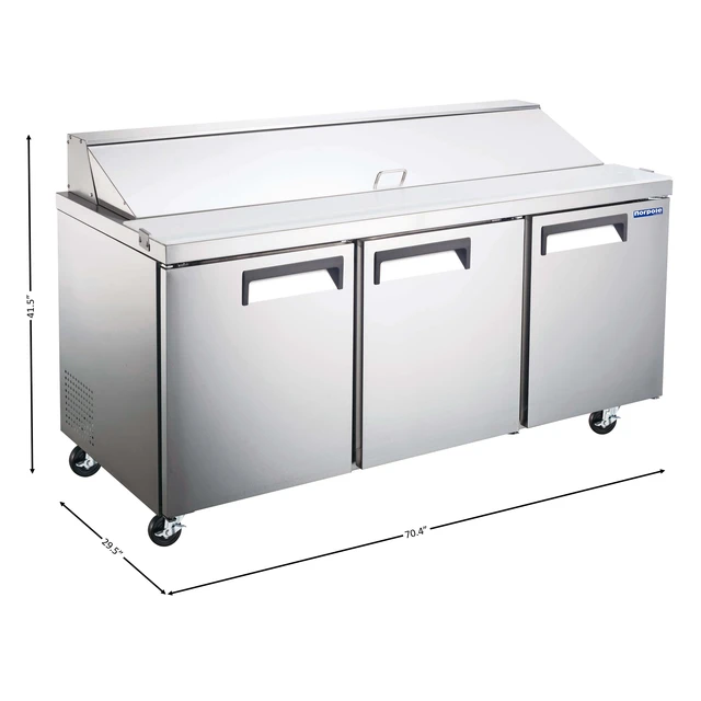 Alt view image 2 of 2 - Commercial 70 in. 19 cu. ft. 3 Door Refrigerator in Stainless Steel