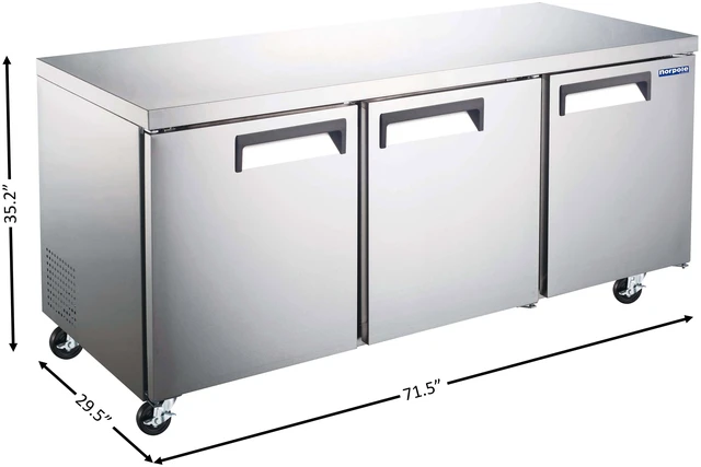 Alt view image 3 of 4 - Commercial 71 in. 19 cu. ft. Under Counter Refrigerator in Stainless Steel