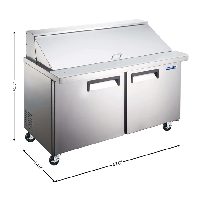 Alt view image 3 of 3 - Commercial 47 in. 9.5 cu. ft. 2-Door Mega Top Prep Refrigerator Stainless