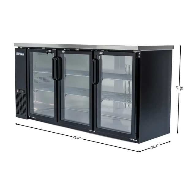 Alt view image 4 of 4 - Commercial 72 in. 20 cu. ft. 3-Door Under Bar Refrigerator in Black
