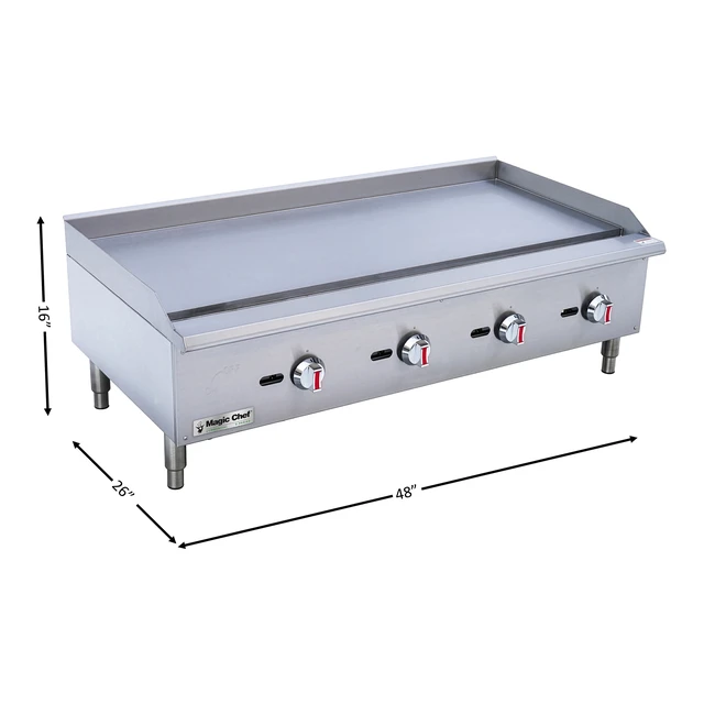 Alt view image 2 of 2 - 48 in. Commercial Thermostatic Countertop Gas Griddle in Stainless Steel