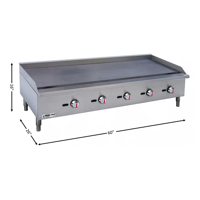 Alt view image 2 of 2 - 60 in. Commercial Thermostatic Countertop Gas Griddle in Stainless Steel