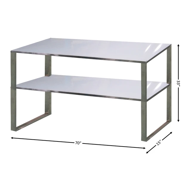 Alt view image 2 of 2 - Commercial 70 in. Stainless Steel Kitchen Prep Table Overshelf