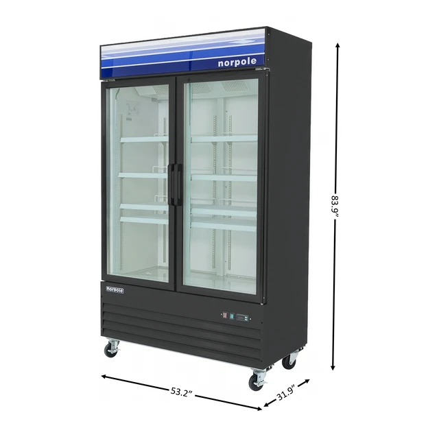 Alt view image 5 of 5 - Commercial 53 in. 45 cu. ft. 2-Door Glass Merchandiser Refrigerator in Black