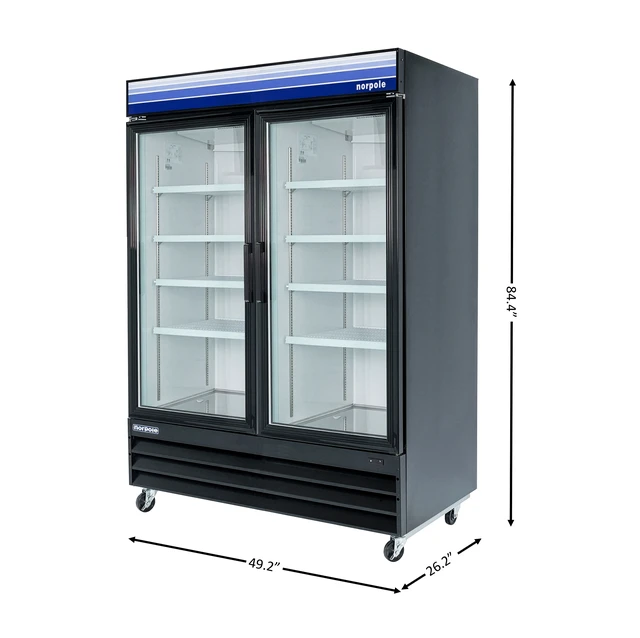 Alt view image 4 of 4 - Commercial 29 cu. ft. 2-Door Glass Merchandiser Refrigerator in Black