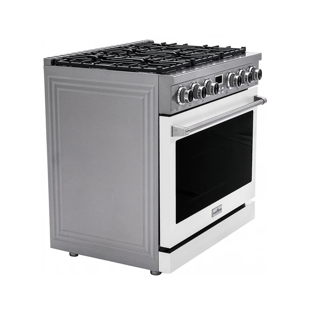 Alt view image 3 of 7 - Pro-Style 36 in. 6-Burner Slide-in Gas Range with Convection in Stainless with White Door