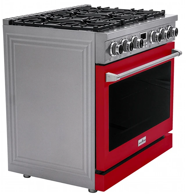 Alt view image 3 of 6 - Pro-Style 36 in. 6-Burner Slide-in Gas Range with Convection in Stainless with Red Door