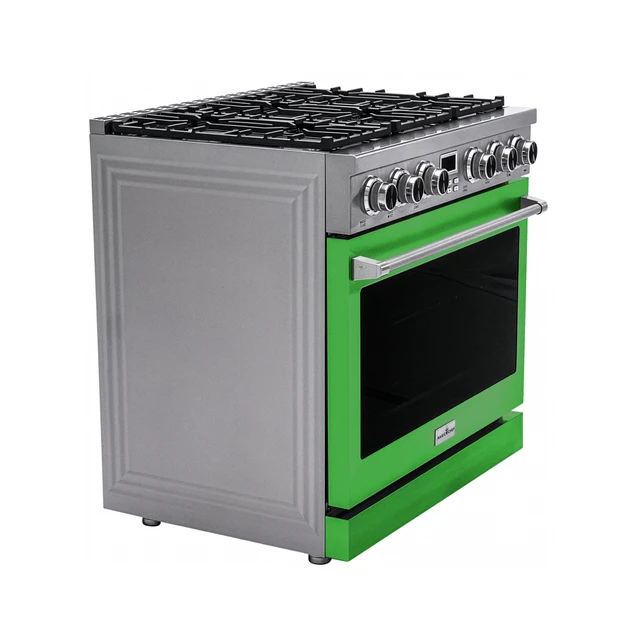 Alt view image 3 of 6 - Pro-Style 36 in. 6-Burner Slide-in Gas Range with Convection in Stainless with Green Door