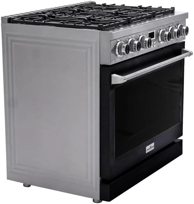 Alt view image 3 of 6 - Pro-Style 36 in. 6-Burner Slide-in Gas Range with Convection in Stainless with Black Door
