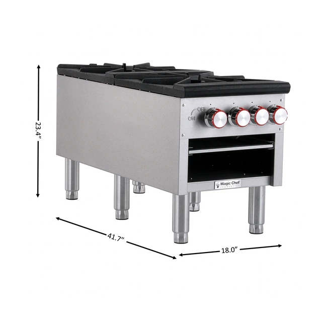 Alt view image 4 of 4 - Commercial Double Stock Pot Countertop Gas Cooktop