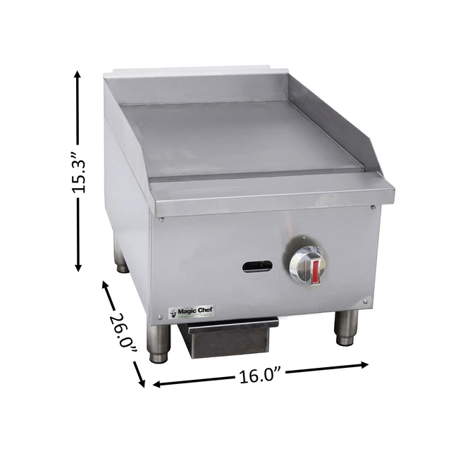 Alt view image 2 of 2 - 16 in. Commercial Thermostatic Countertop Gas Griddle in Stainless Steel