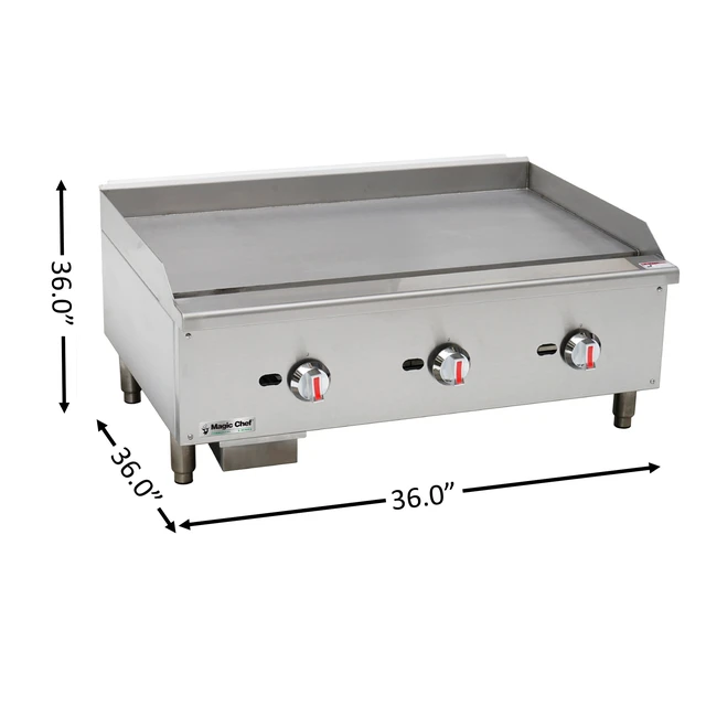 Alt view image 3 of 3 - 36 in. Commercial Natural Gas Manual Countertop Griddle in Stainless Steel