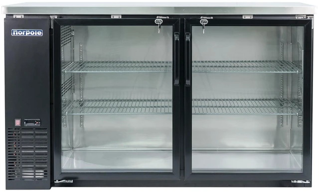Main image of Commercial 16 cu. ft. 2-Glass Door Under Bar Refrigerator in Black