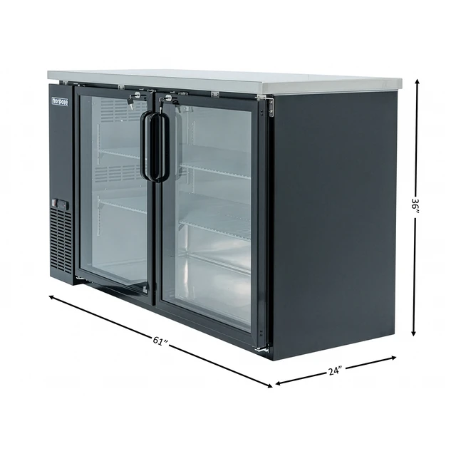 Alt view image 4 of 4 - Commercial 16 cu. ft. 2-Glass Door Under Bar Refrigerator in Black