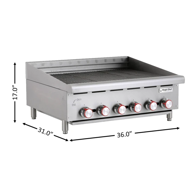 Alt view image 4 of 6 - 36 in. Commercial Countertop Radiant Charbroiler in Stainless Steel