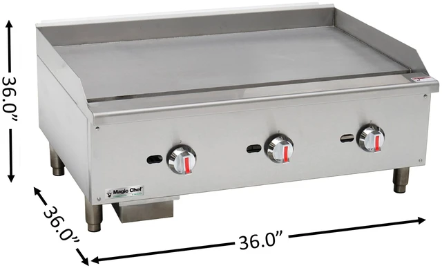 Alt view image 3 of 3 - 36 in. Commercial Thermostatic Countertop Gas Griddle in Stainless Steel