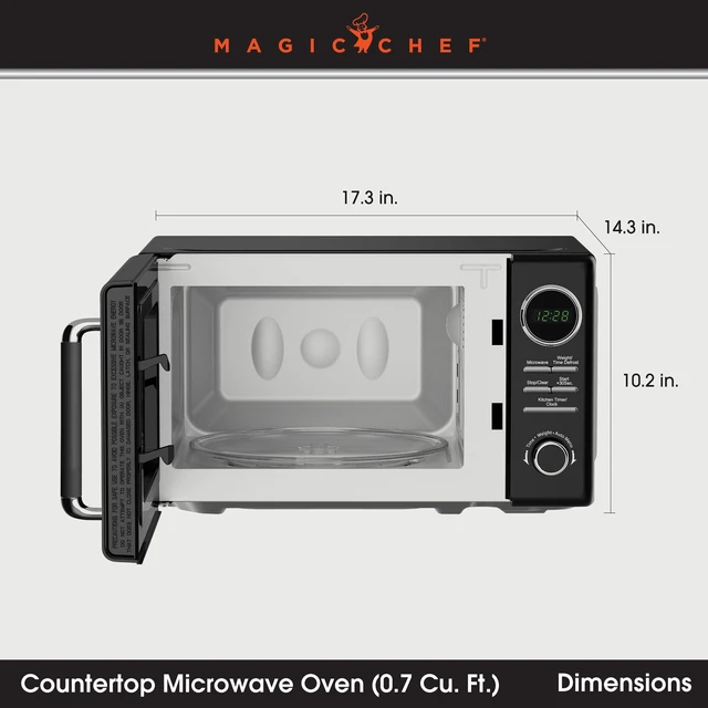 Alt view image 4 of 7 - 0.7 cu. ft. Retro Countertop Microwave in Black