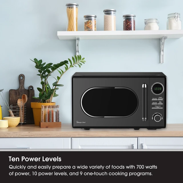 Alt view image 5 of 7 - 0.7 cu. ft. Retro Countertop Microwave in Black