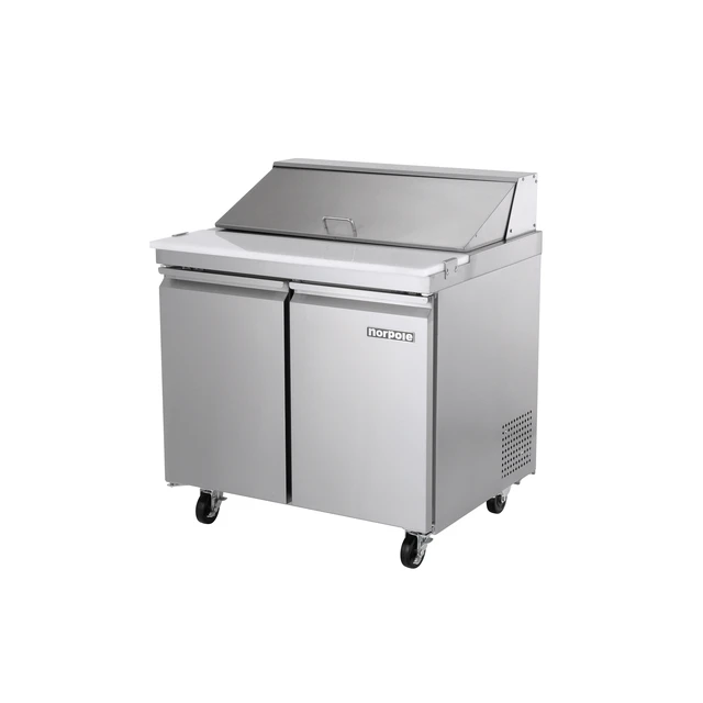 Alt view image 4 of 5 - Commercial 7.6 cu. ft. Sandwich/Salad Prep Table Refrigerator in Stainless Steel