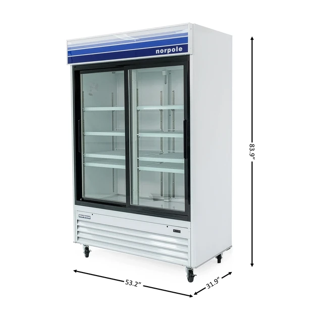 Alt view image 4 of 4 - Commercial 53 in. W 45 cu. ft. Glass Door Refrigerator in White and Black
