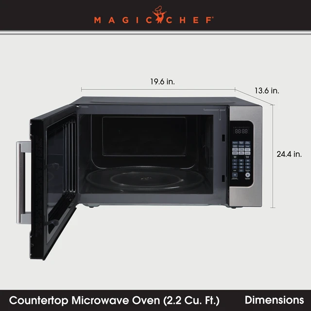 Alt view image 5 of 8 - 24.4 in. W. 2.2 cu. ft. Countertop Microwave Oven in Stainless Steel, with Gray Cavity
