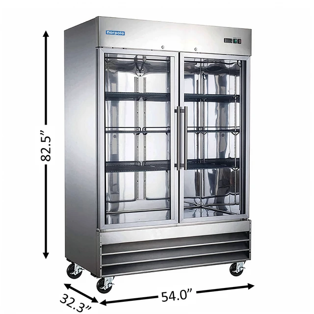 Alt view image 4 of 4 - Commercial 54 in. 48 cu. ft. 2-Glass Door Reach-In Refrigerator in Stainless