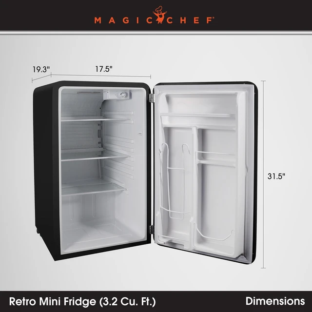 Alt view image 5 of 8 - 17.5 in. 3.2 cu. ft. Retro Mini Refrigerator in Black without Freezer