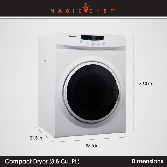 Alt view image 14 of 15 - Magic Chef MCSDRY35W 3.5 Cubic-ft Electric Dryer