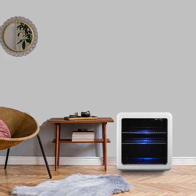 Alt view image 4 of 5 - 1.7 cu. ft. Retro Mini Beverage Cooler in White