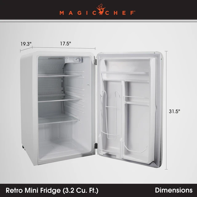 Alt view image 4 of 7 - 17.5 in. 3.2 cu. ft. Retro Mini Refrigerator in White, without Freezer