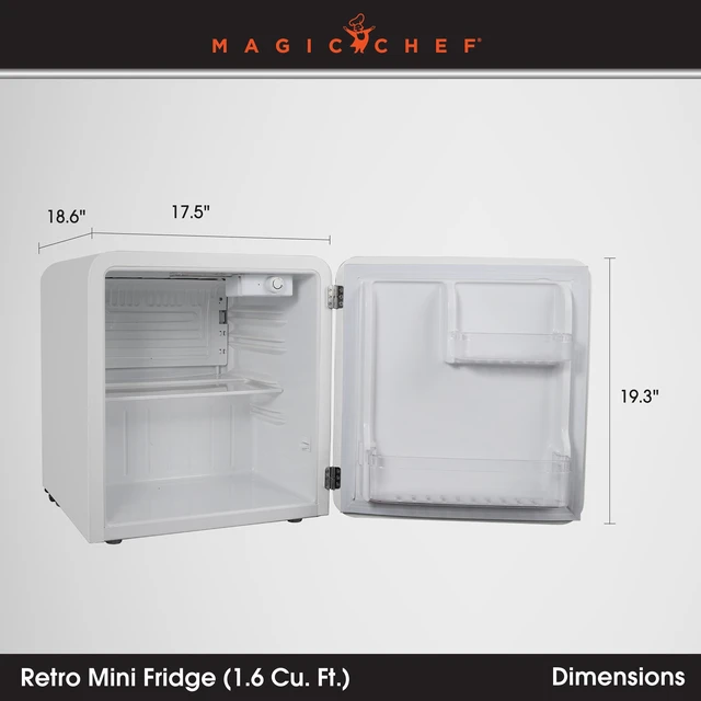 Alt view image 4 of 6 - 17.5 in. 1.6 cu. ft. Retro Mini Refrigerator in White, without Freezer