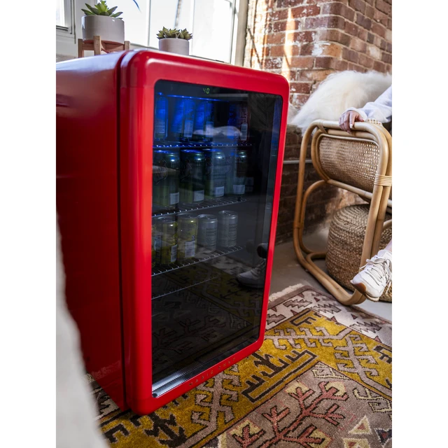 Alt view image 4 of 5 - 3.4 cu. ft. Retro Beverage Cooler in Red