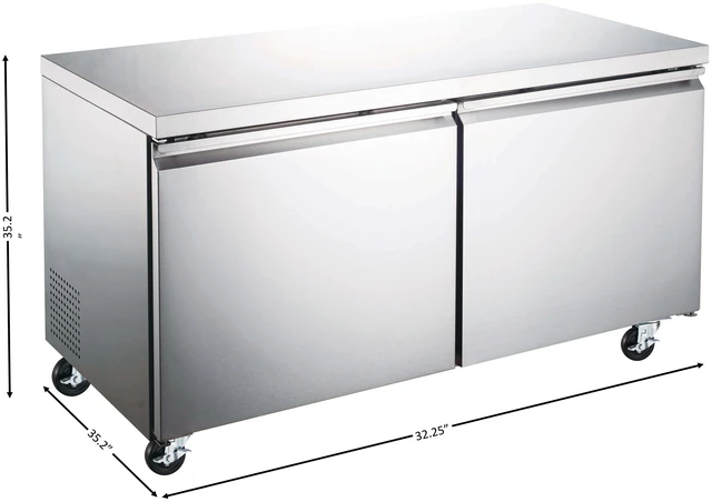 Alt view image 4 of 4 - Commercial 60 in. 15 cu. ft. Under Counter Refrigerator in Stainless Steel