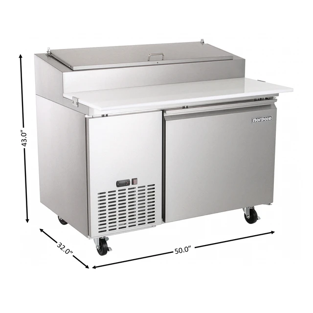 Alt view image 5 of 5 - Commercial 13.8 cu. ft. Single Door Pizza Refrigerator in Stainless Steel