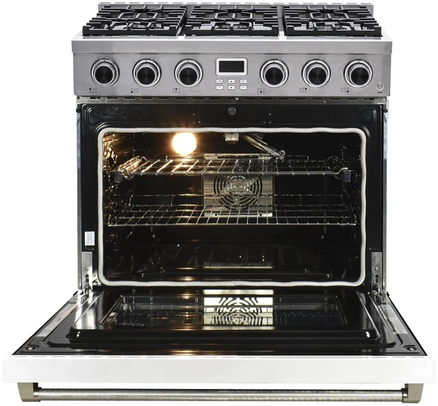 Alt view image 2 of 7 - Pro-Style 36 in. 6-Burner Slide-in Gas Range with Convection in Stainless with White Door
