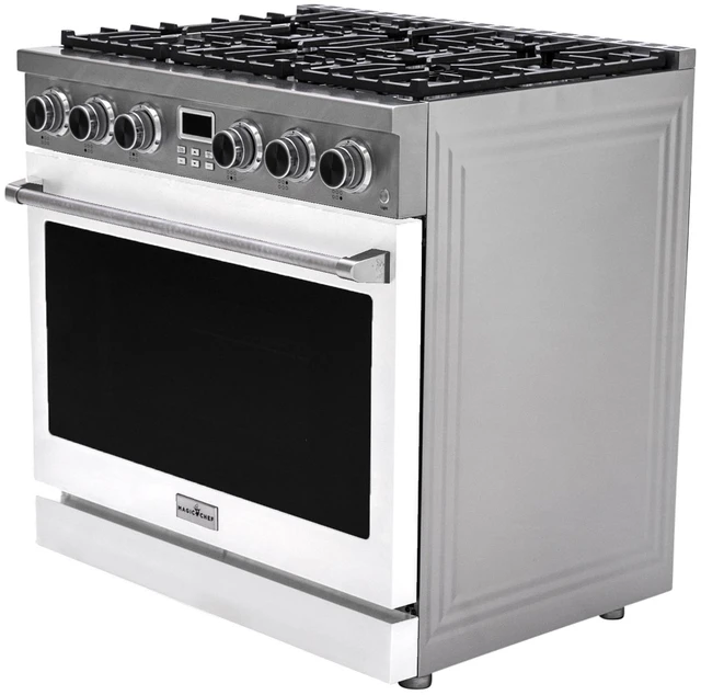 Alt view image 4 of 7 - Pro-Style 36 in. 6-Burner Slide-in Gas Range with Convection in Stainless with White Door