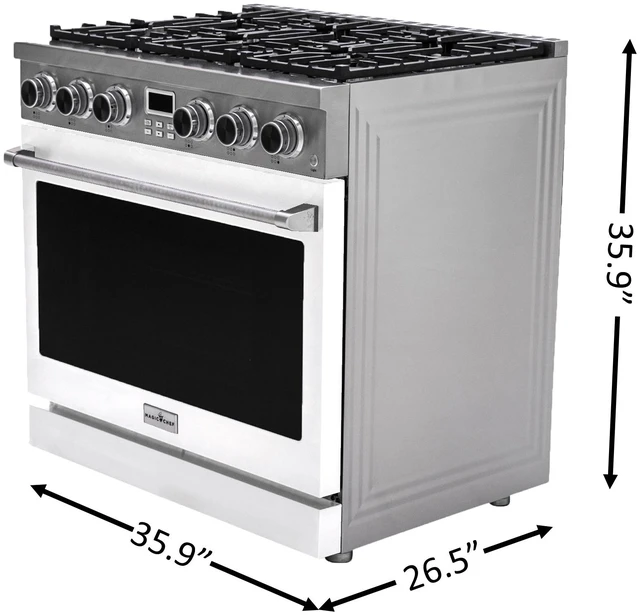 Alt view image 5 of 7 - Pro-Style 36 in. 6-Burner Slide-in Gas Range with Convection in Stainless with White Door